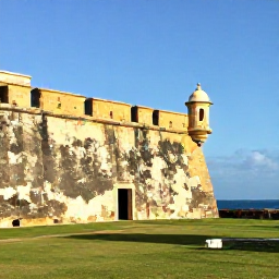 Caribbean Holidays, Puerto Rico Instagram, Historic Castillo San Felipe del Morro overlooking the Caribbean Sea in Puerto Rico, with golden stone walls, green grass and a blue April sky