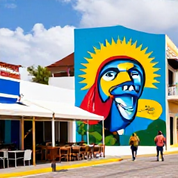 Caribbean Holidays, Puerto Rico Instagram, Puerto Rican street art and colourful murals in Santurce, San Juan, with local caf&eacute;s and pedestrians in the scene