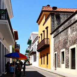 Caribbean Holidays, Puerto Rico Instagram, The colourful La Fortaleza street in Old San Juan with a canopy of umbrellas, shoppers and historic Caribbean architecture