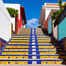 Caribbean Holidays, Puerto Rico Instagram, The colourful tiled steps and mosaic artwork of Yauco, Puerto Rico, in bright daylight
