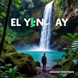 Caribbean Holidays, Puerto Rico Instagram, Turquoise waterfall and lush tropical forest in El Yunque National Forest, Puerto Rico, with a hiker on a rainforest trail