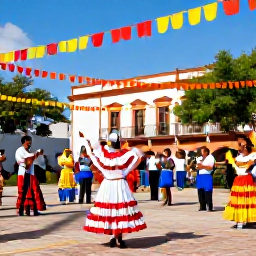 Caribbean Holidays, Puerto Rico January, Colourful Puerto Rican street festival in January with musicians, dancers and traditional decorations in a historic town square