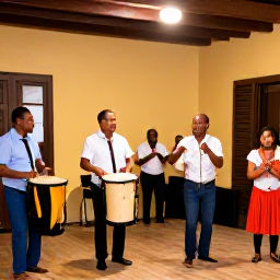 Caribbean Holidays, Puerto Rico January, Puerto Rican traditional music performance with bomba and plena dancers and musicians in an intimate cultural venue