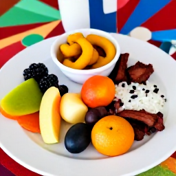 Caribbean Holidays, Puerto Rico July, Traditional Puerto Rican dishes including mofongo, rice and beans, roasted pork and fresh tropical fruit served at a friendly local restaurant