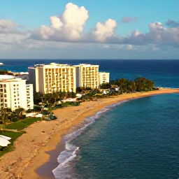 Caribbean Holidays, Puerto Rico Luxury, Aerial view of Puerto Rico's golden coastline, turquoise Caribbean sea and elegant beachfront resort in warm May sunshine