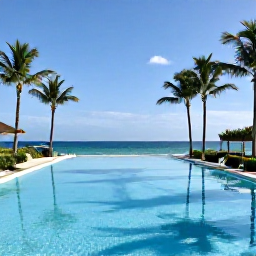 Caribbean Holidays, Puerto Rico Luxury, Luxury infinity pool at a Puerto Rico beachfront resort with palm trees and ocean views in March