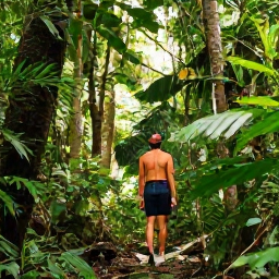 Caribbean Holidays, Puerto Rico Luxury, Luxury traveller on a private excursion through El Yunque rainforest in Puerto Rico, with lush greenery and filtered March sunlight