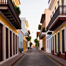Caribbean Holidays, Puerto Rico Luxury, Old San Juan in Puerto Rico with colourful colonial buildings, cobbled streets and warm afternoon sunlight