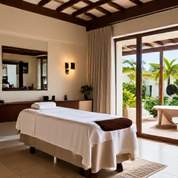 Caribbean Holidays, Puerto Rico Luxury, Peaceful Puerto Rico luxury resort spa with treatment room, tropical plants and soft natural light