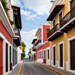 Caribbean Holidays, Puerto Rico March, Colourful Spanish colonial streets in Old San Juan with cobbled lanes, balconies and historic fort walls