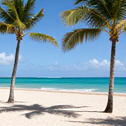 Caribbean Holidays, Puerto Rico March, Sunny Puerto Rico beach resort in March with turquoise sea, palm trees and relaxed holiday atmosphere