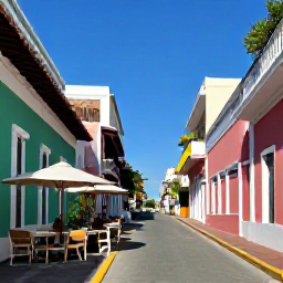Caribbean Holidays, Puerto Rico March, Sunny San Juan streets with colourful colonial buildings, palm trees and relaxed caf&eacute; life in March
