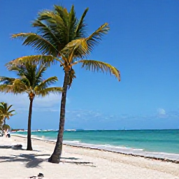 Caribbean Holidays, Puerto Rico May, Sunny Puerto Rican beach resort in May with palm trees, turquoise sea and relaxed holiday atmosphere