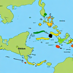 Caribbean Holidays, Puerto Rico Multi-Country Trips, A colourful Caribbean map showing Puerto Rico and nearby islands, with travel routes across the sea