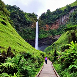 Caribbean Holidays, Puerto Rico Multi-Country Trips, Lush tropical rainforest in El Yunque, Puerto Rico, with a waterfall, walking trail and dramatic green hills