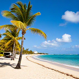 Caribbean Holidays, Puerto Rico Multi-Country, Turquoise Caribbean sea, white sand beach and palm trees at a peaceful Puerto Rican coastal resort
