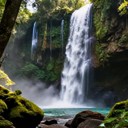 Caribbean Holidays, Puerto Rico Nature, El Yunque National Forest waterfall and rainforest trail in Puerto Rico during a sunny July day