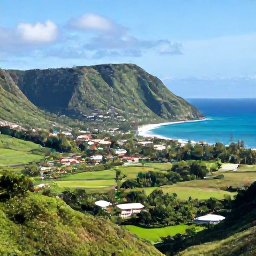 Caribbean Holidays, Puerto Rico Nature, Panoramic view of Puerto Rico&rsquo;s green mountains, dramatic coastline and small rural villages under a clear March sky