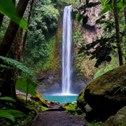 Caribbean Holidays, Puerto Rico November, El Yunque National Forest in November, with lush green rainforest, a clear waterfall and a walking trail through tropical vegetation