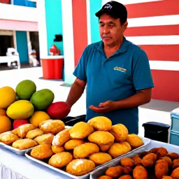 Caribbean Holidays, Puerto Rico November, Puerto Rican food market with mofongo, pastel&oacute;n, fresh tropical fruit and friendly local vendors in a colourful town square