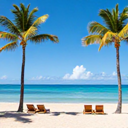 Caribbean Holidays, Puerto Rico October, A sunny Puerto Rican beach in October with palm trees, calm turquoise water and a relaxed all-inclusive resort atmosphere