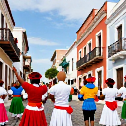 Caribbean Holidays, Puerto Rico October, Colourful October cultural festival in San Juan, Puerto Rico, with traditional music, dancers and historic colonial buildings