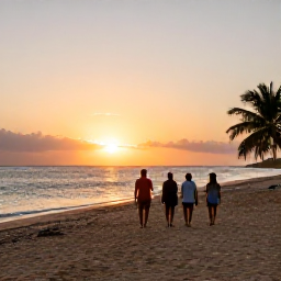 Caribbean Holidays, Puerto Rico Safaris, Travellers enjoying a small-group nature safari near Puerto Rico's coast at sunset