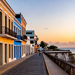 Caribbean Holidays, Puerto Rico September, Old San Juan at sunset with colourful colonial buildings, cobbled streets and historic city walls overlooking the Caribbean Sea