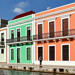 Caribbean Holidays, Puerto Rico Solo, A solo traveller walking along the colourful waterfront in Old San Juan, Puerto Rico, with historic buildings and bright Caribbean light