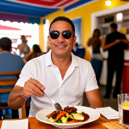 Caribbean Holidays, Puerto Rico Solo, Solo traveller enjoying dinner and live salsa music in a lively Puerto Rican restaurant