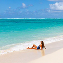 Caribbean Holidays, Puerto Rico Solo, Solo traveller relaxing on a beautiful Puerto Rican beach with turquoise water, soft sand and gentle September sunshine