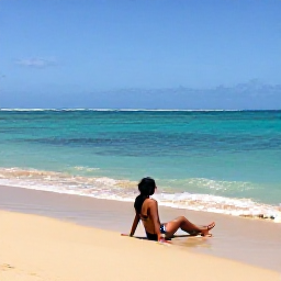 Caribbean Holidays, Puerto Rico Solo, Solo traveller relaxing on a golden beach with turquoise water near San Juan, Puerto Rico