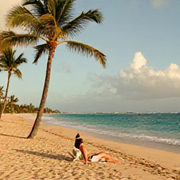 Caribbean Holidays, Puerto Rico Solo, Solo traveller relaxing on a golden Puerto Rico beach with turquoise water, palm trees and soft afternoon light