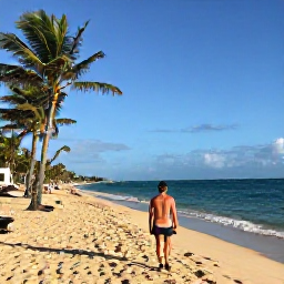 Caribbean Holidays, Puerto Rico Solo, Solo traveller walking along a sunny Puerto Rican beach in November, with turquoise water, palm trees and a relaxed atmosphere