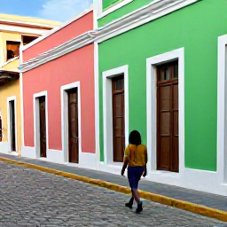 Caribbean Holidays, Puerto Rico Solo, Solo traveller walking through colourful Old San Juan streets in warm February sunshine, Spanish colonial buildings and bright Caribbean details