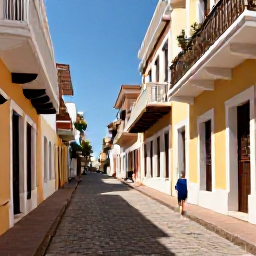 Caribbean Holidays, Puerto Rico Solo, Solo traveller walking through colourful Old San Juan streets in warm June sunshine, with colonial buildings and blue sky