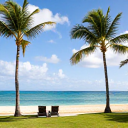Caribbean Holidays, Puerto Rico Spa Breaks, Peaceful tropical Puerto Rico coastline with a luxury resort, palm trees and calm turquoise sea