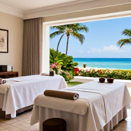 Caribbean Holidays, Puerto Rico Spas, Elegant Puerto Rico resort spa with treatment rooms, tropical plants and views towards the Caribbean Sea