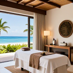 Caribbean Holidays, Puerto Rico Spas, Elegant Puerto Rico spa hotel treatment room with natural light, locally inspired decor and views towards the Caribbean Sea