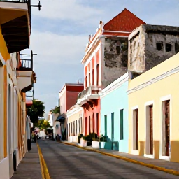 Caribbean Holidays, Puerto Rico Tours, Colourful colonial streets and historic forts in Old San Juan, Puerto Rico, under warm December sunshine