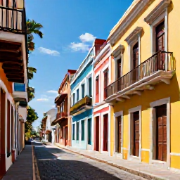 Caribbean Holidays, Puerto Rico Tours, Colourful colonial streets of Old San Juan, Puerto Rico, with pastel buildings, cobbled pavement and historic Spanish architecture