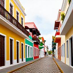 Caribbean Holidays, Puerto Rico Tours, Colourful historic streets of Old San Juan with Spanish colonial buildings, balconies and cobbled paving