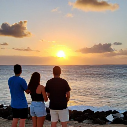 Caribbean Holidays, Puerto Rico Tours, Happy travellers watching a golden sunset from a Puerto Rican coastal viewpoint