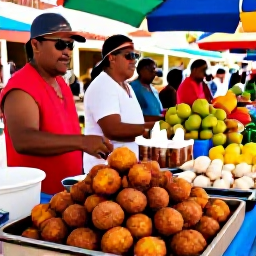 Caribbean Holidays, Puerto Rico Tours, Local Puerto Rican food market with mofongo, pastel&oacute;n, fresh fruit and friendly vendors in a lively town square