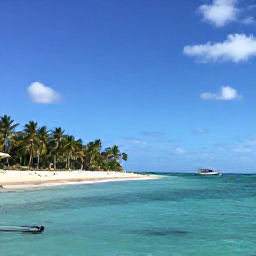Caribbean Holidays, Puerto Rico Tours, Sunny Puerto Rico coastline in February with turquoise water, palm trees and a small tour boat near shore