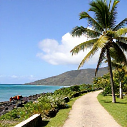Caribbean Holidays, Puerto Rico Walking, A scenic coastal walking trail in Puerto Rico in January, with palm trees, turquoise sea, green hills and comfortable sunshine