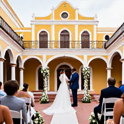 Caribbean Holidays, Puerto Rico Weddings, Elegant wedding ceremony in a colourful historic courtyard in Old San Juan, Puerto Rico