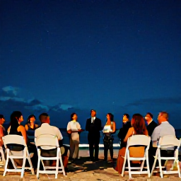 Caribbean Holidays, Puerto Rico Weddings, Happy wedding guests enjoying a relaxed beachfront celebration in Puerto Rico under a starry evening sky