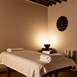 Caribbean Holidays, Puerto Rico Wellness, Quiet Puerto Rico resort spa with a massage room, natural materials, soft towels and warm relaxing light