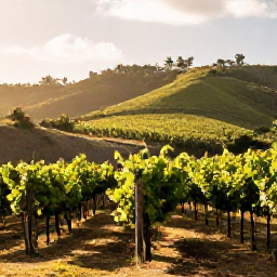 Caribbean Holidays, Puerto Rico Wine Tasting, A relaxed vineyard landscape in the hills of Puerto Rico, with rows of vines, tropical greenery and warm Caribbean sunlight